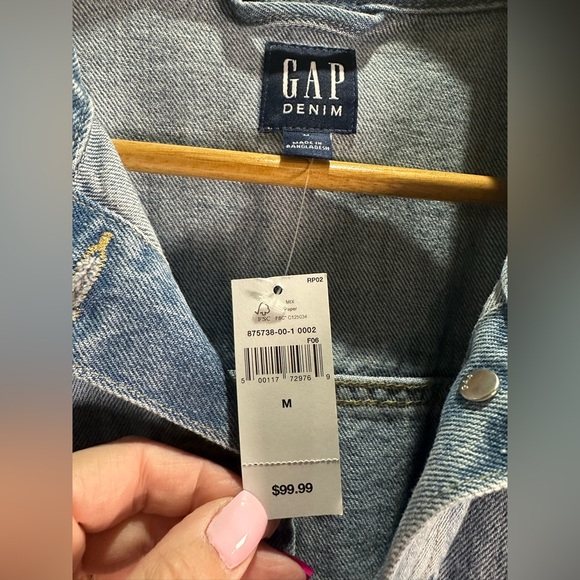 Gap Cinch Waist Denim Jacket Size Medium Blue Medium Wash Utility - Picture 3 of 6